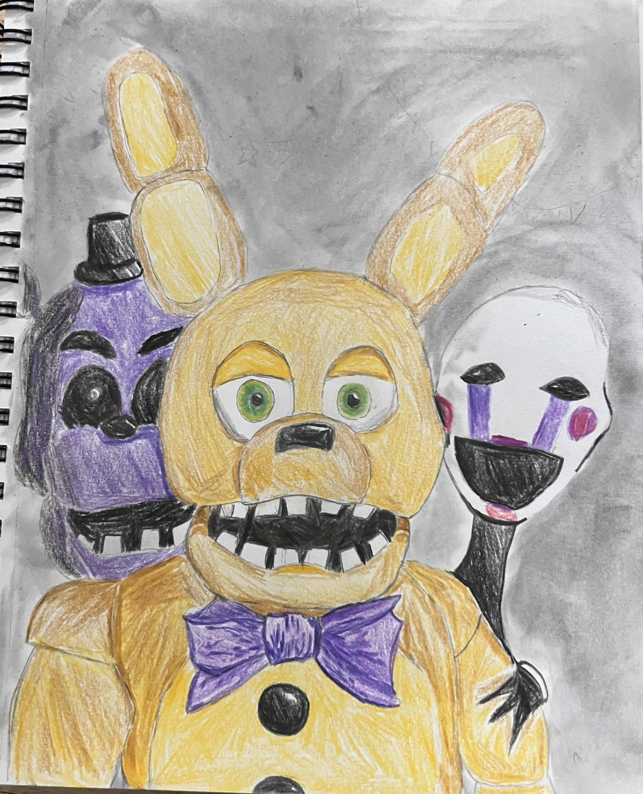 Drawing of "Five Nights at Freddy's" characters